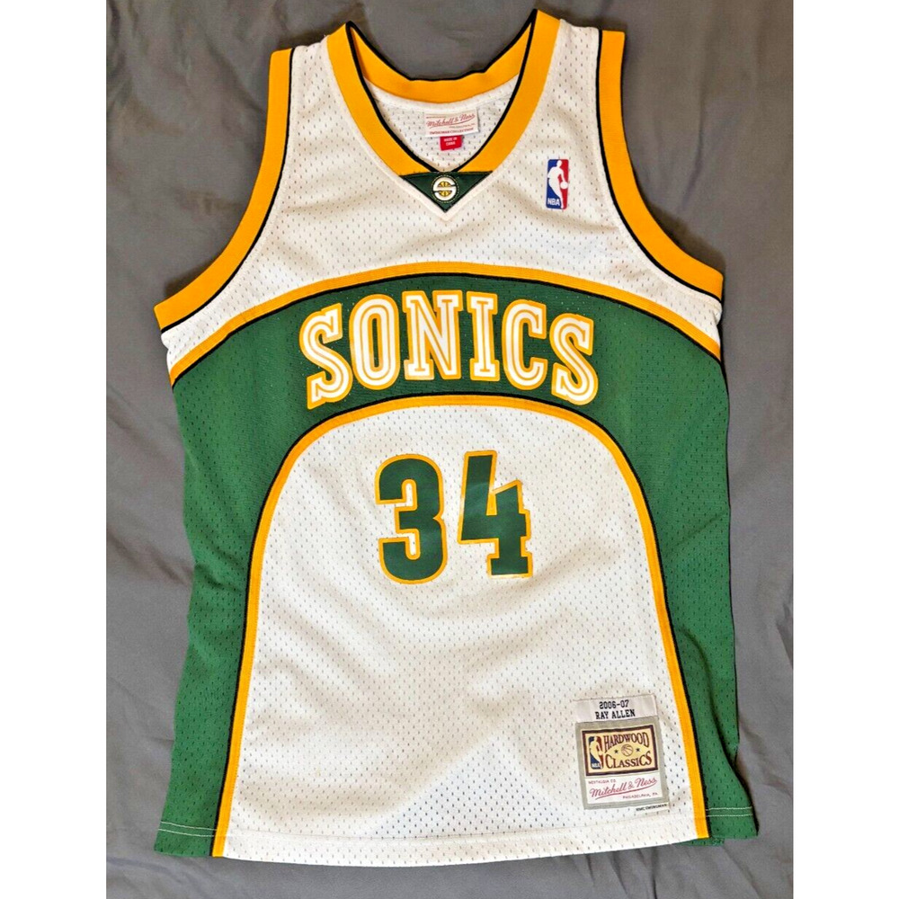 2006-07 Ray Allen #34 Supersonics Mens Mitchell & Ness Swingman Jersey
